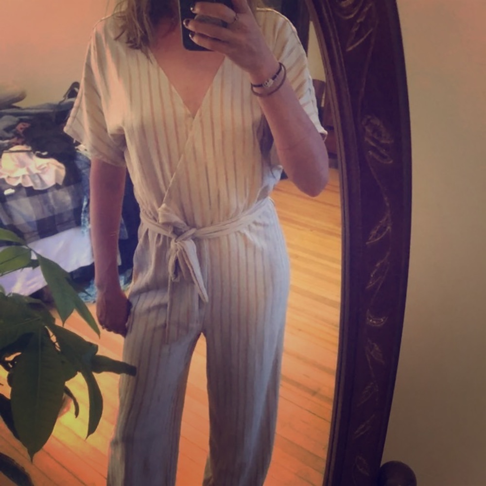 H&M gold and cream floor length romper